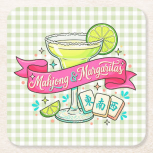 Mahjong en Margaritas Game Night Cocktail Kartonnen Onderzetters