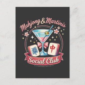 Mahjong en Martinis Sociale Club Uitnodiging Briefkaart