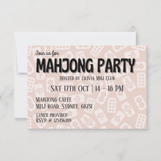 Mahjong feestje roze tegels kaart (Voorkant)