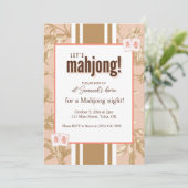 Mahjong-feestuitnodiging, toile, mahjongstenen kaart (Staand voorkant)