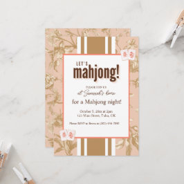 Mahjong-feestuitnodiging, toile, mahjongstenen kaart