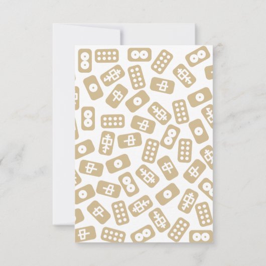 Mahjong feestuitnodiging - witte en bruine tegels kaart (Achterkant)