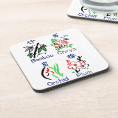 Mahjong Flower Suits, Blue, Red, Green, Black on W Bier Onderzetter (Linkerzijde)