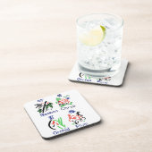 Mahjong Flower Suits, Blue, Red, Green, Black on W Bier Onderzetter (Rechterzijde)