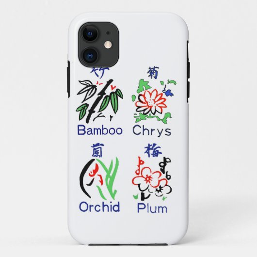 Mahjong Flower Suits, Blue, Red, Green, Black on W Case-Mate iPhone Case (Achterkant)