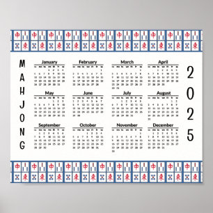 Mahjong Game Tegels 2025 Kalender Poster