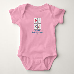 Mahjong Game Tegels Design Baby Shirt Bodysuit