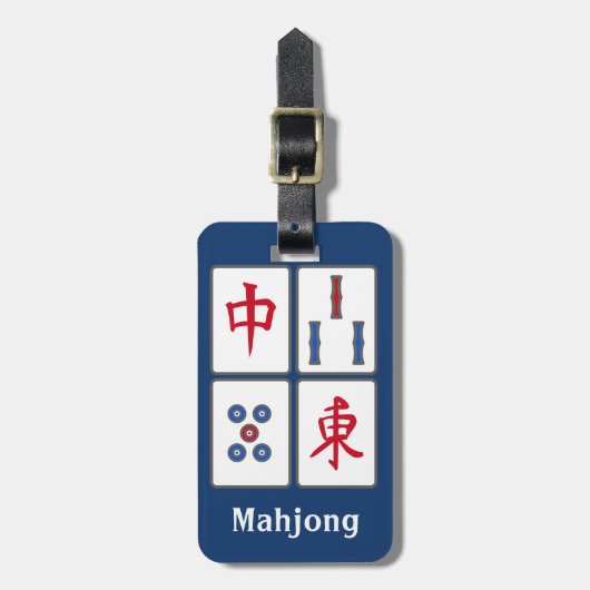 Mahjong Game Tegels Design Bagagelabel (Voorkant verticaal)