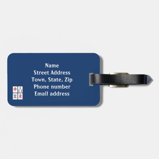 Mahjong Game Tegels Design Bagagelabel (Achterkant horizontaal)