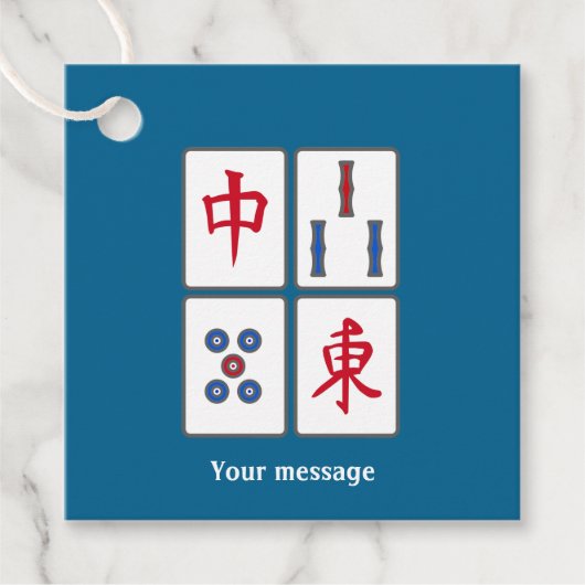 Mahjong Game Tegels Design Bedankjes Labels (Voorkant)