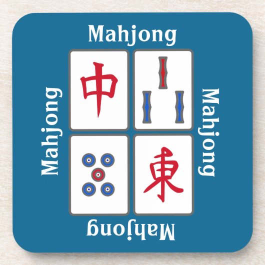 Mahjong Game Tegels Design Beverage Coaster Bier Onderzetter (Voorkant)