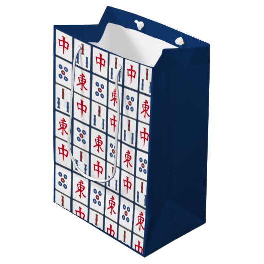Mahjong Game Tegels Design Medium Gift Bag Cadeauzakje (Voorkant Gekanteld)