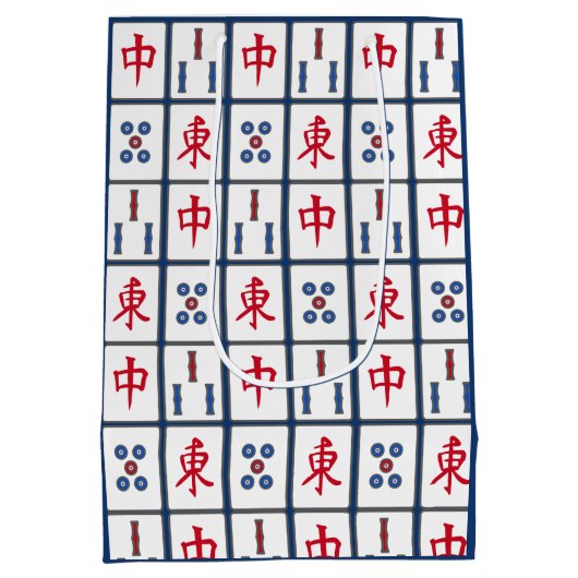 Mahjong Game Tegels Design Medium Gift Bag Medium Cadeauzakje (Achterkant)