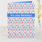 Mahjong Game Tegels Design Wenskaart Kaart (Gele Bloem)