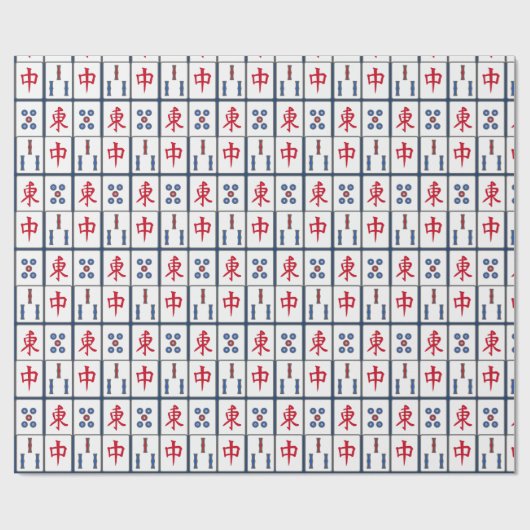 Mahjong Game Tegels Design Wrapping Paper Cadeaupapier (Vlak)