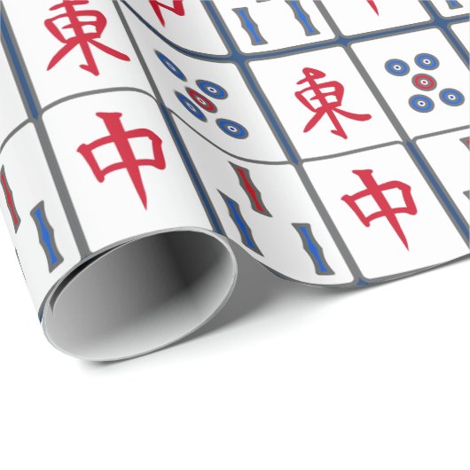 Mahjong Game Tegels Design Wrapping Paper Cadeaupapier (Rol Hoek)