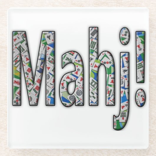 Mahjong Glas Onderzetter - Mahj! (Voorkant)