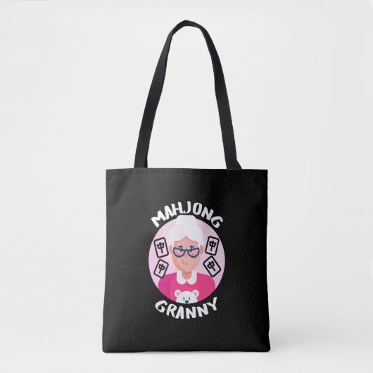 Mahjong Granny | Grappig Mahjong Tote Bag (Voorkant)