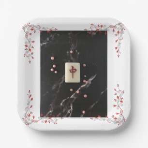 Mahjong het papieren bord met de rode draak