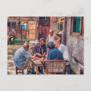 Mahjong in de Alley Hutong China Briefkaart