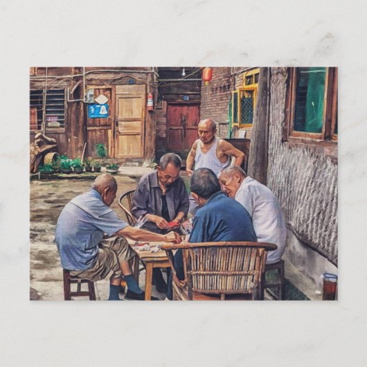 Mahjong in de Alley Hutong China Briefkaart (Voorkant)