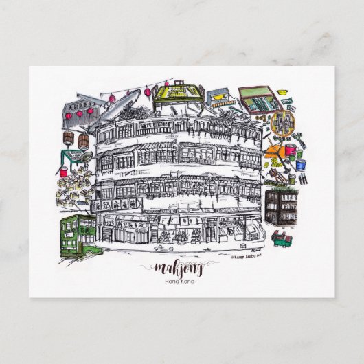 Mahjong in Hong Kong Briefkaart (Voorkant)