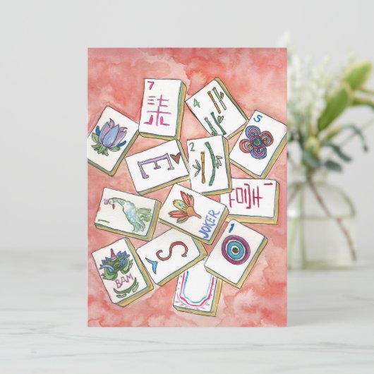 mahjong invite-kaart kaart (Staand voorkant)