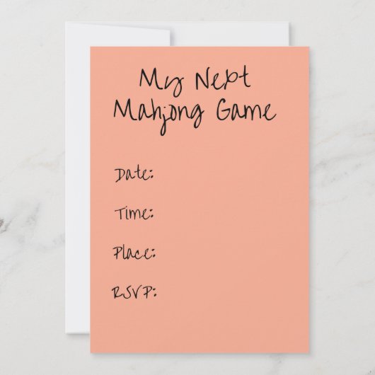 mahjong invite-kaart kaart (Achterkant)