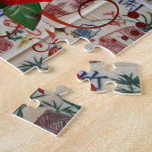 Mahjong Jigzaag Puzzle Red Rose Floral Legpuzzel (Zijkant)