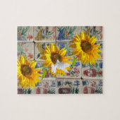 Mahjong Jigzaag Puzzle Sunflower Dove Floral Legpuzzel (Horizontaal)
