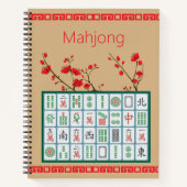 Mahjong Kersenbloesem Spiraal Notebook Notitieboek (Voorkant)