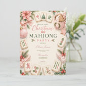 Mahjong Kerst cocktailparty Kaart (Staand voorkant)