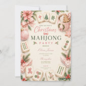 Mahjong Kerst cocktailparty Kaart (Voorkant)