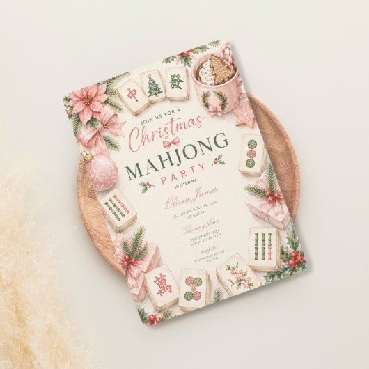 Mahjong Kerst cocktailparty Kaart
