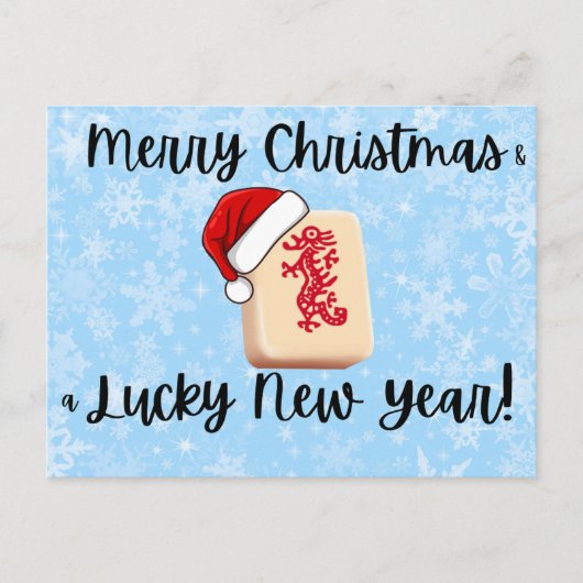 Mahjong Kerstkaart Feestdagenkaart (Voorkant)