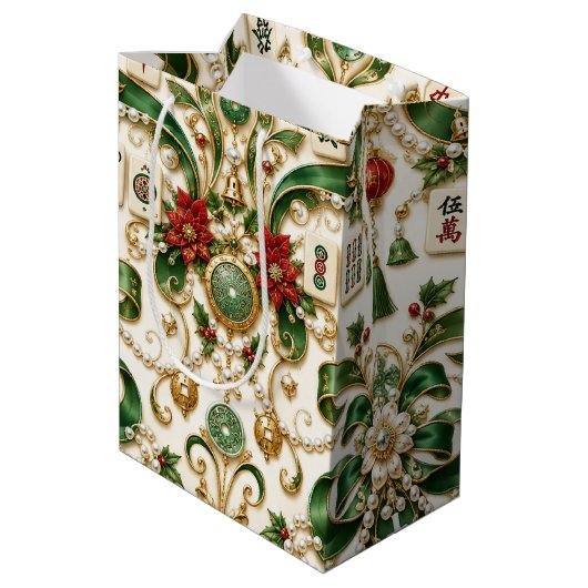 Mahjong Kerstmis Medium Cadeauzakje (Achterkant Gekanteld)