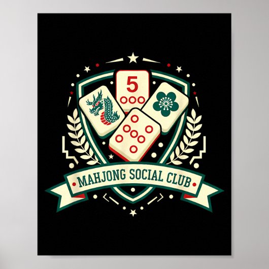 Mahjong Lover Chinese Game Night Funny Mahjong Soc Poster (Voorkant)