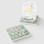 Mahjong Lover Jade Groen Marmer Print Mahj Cadeau Stenen Onderzetter (Zijkant)
