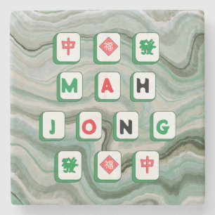 Mahjong Lover Jade Groen Marmer Print Mahj Cadeau Stenen Onderzetter