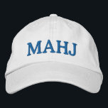 Mahjong Mahj Lover Bold Typography Simple Blue Geborduurde Pet<br><div class="desc">Fun and simple hat typography design for anyone who loves to play mahjong.</div>