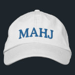 Mahjong Mahj Lover Bold Typography Simple Blue Geborduurde Pet<br><div class="desc">Fun and simple hat typography design for anyone who loves to play mahjong.</div>