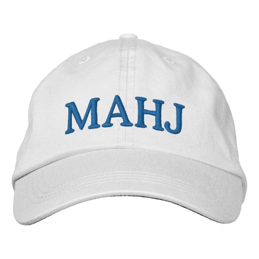Mahjong Mahj Lover Bold Typography Simple Blue Geborduurde Pet (Voorkant)