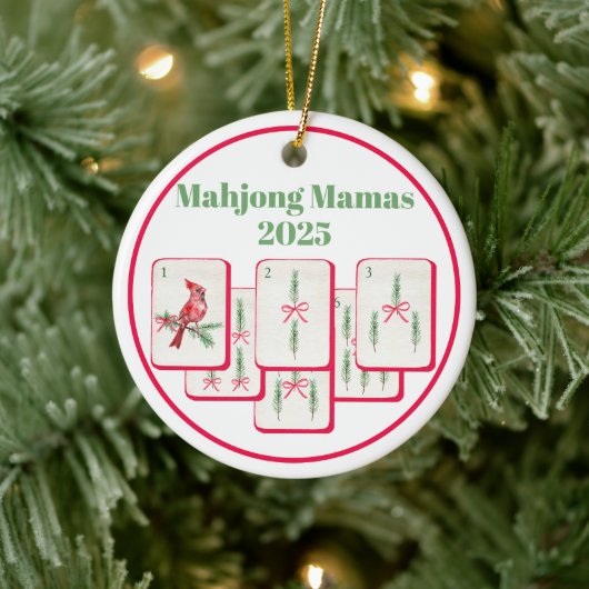 Mahjong Mamas Mahjong Christmas Bam Tiles Keramisch Ornament (Boom)