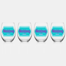 Mahjong Mamas steeloze wijnglas set Zonder Voet