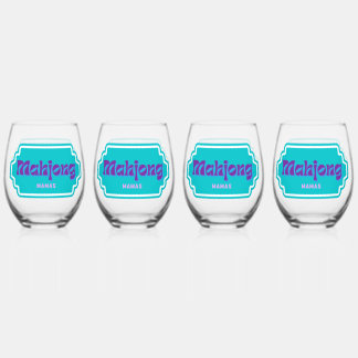 Mahjong Mamas steeloze wijnglas set Zonder Voet