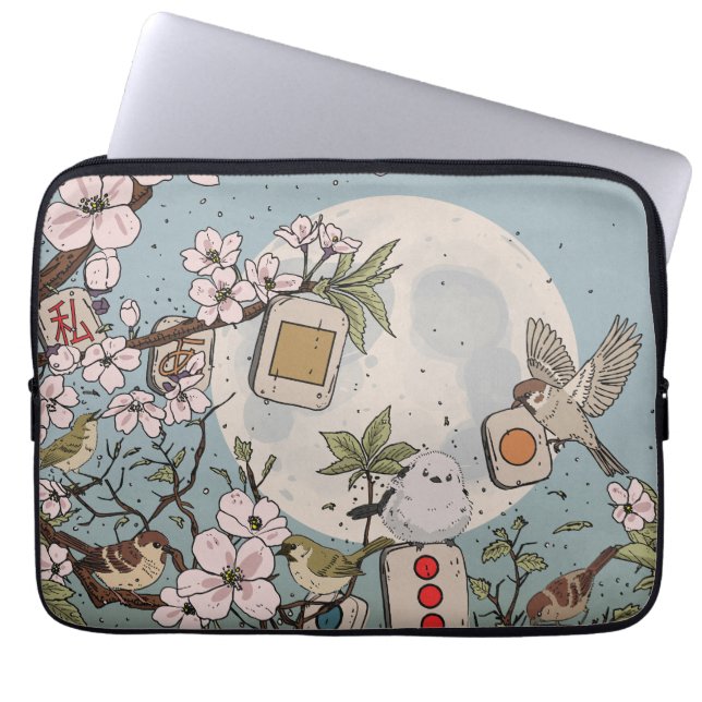 Mahjong Maneschijn Laptop Sleeve (Voorkant)