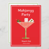 Mahjong Martini Cocktail Party Uitnodiging (Voorkant / Achterkant)