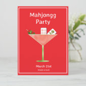 Mahjong Martini Cocktail Party Uitnodiging (Staand voorkant)