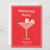Mahjong Martini Cocktail Party Uitnodiging (Voorkant)