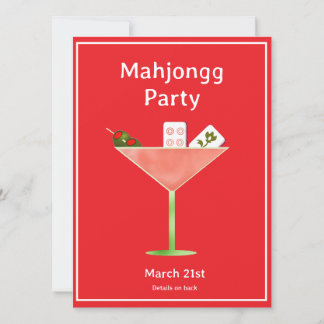 Mahjong Martini Cocktail Party Uitnodiging